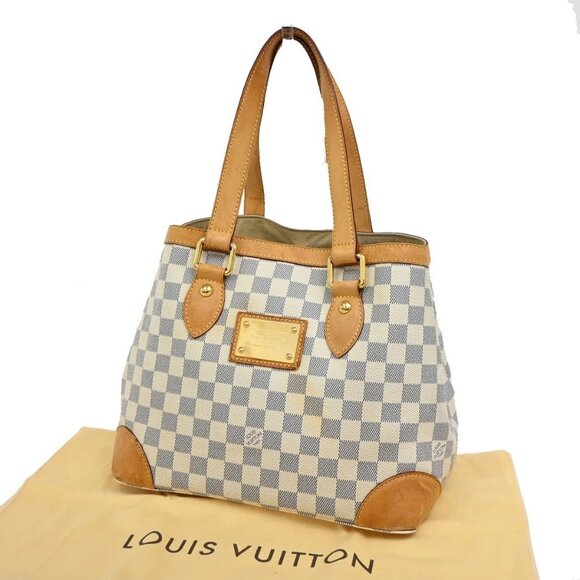 LOUIS VUITTON Hampstead PM Shoulder Bag Damier Azur Leather White N51207 71FB794 - Picture 1 of 15